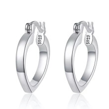 925 Silver Heart-Shaped Hoop Huggie Earrings