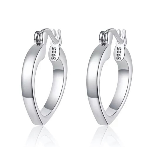 925 Silver Heart-Shaped Hoop Huggie Earrings