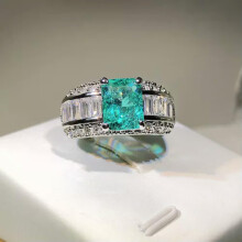 Sterling Silver Green Paraiba Zircon Ring Size 8