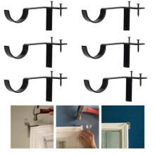 6Pcs Zinc Alloy No-Drill Curtain Rod Brackets Black