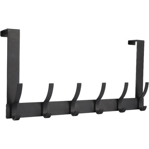 Over-the-Door Hook Rack Black 12 Hooks 1 Pack