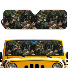 Windschutzscheiben-Sonnenschutz mit Blumenmuster und schwarzer Katze für Jeep Wrangler JL und