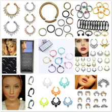 Fake Septum Clicker Nose Ring Non-Piercing Silver 18G 1pc