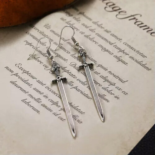 Punk Sword Drop Dangle Earrings 925 Silver - 3 Pairs 1
