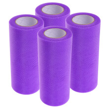 Purple Polyester Tulle Fabric for Gift Decor 4 Rolls