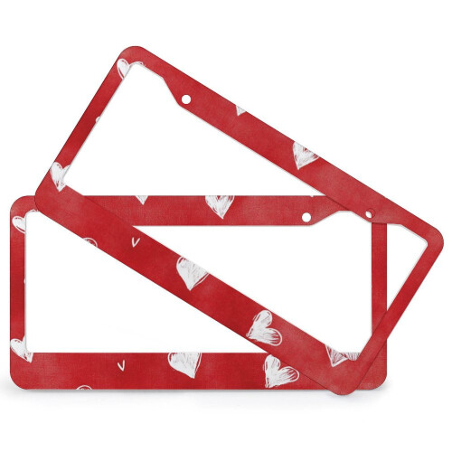 Heart-Shaped License Plate Frames Aluminum 2 pcs 1