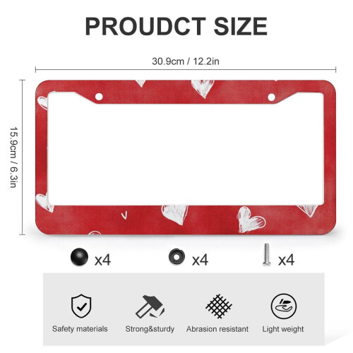 Heart-Shaped License Plate Frames Aluminum 2 pcs 2