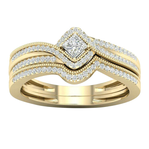 Women's Cubic Zirconia Ring Set Simple Bridal Style