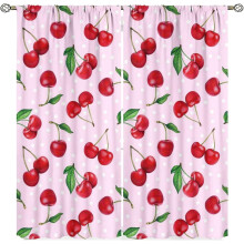 Pink Cherry Fruit Window Curtains Blackout 84x84 Inch