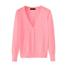 Cardigan da donna leggero con scollo a V, colore rosso anguria.