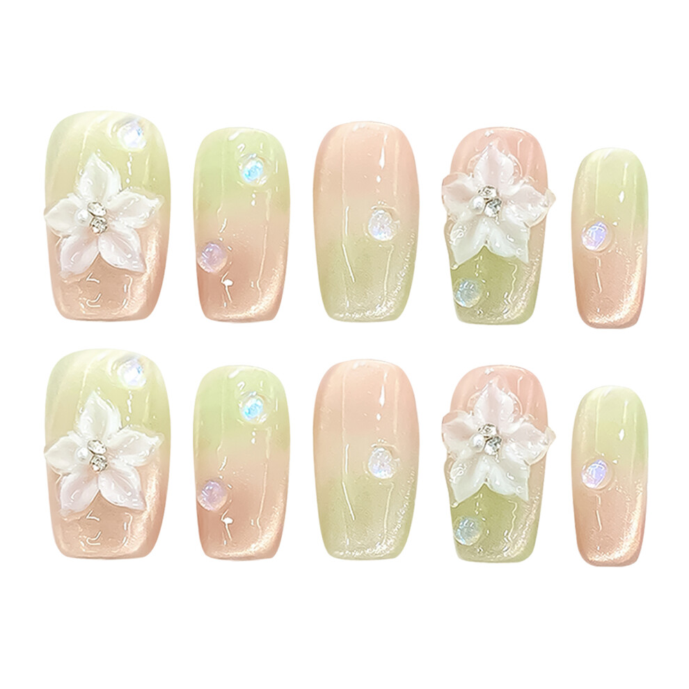 Bright-Home (528) Glossy Smudging Fake Nails With Cat Eyes With Zero Pressure On The Nail Bed Design For Working Dating Or Partying