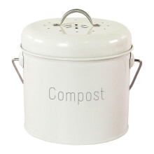 Kitchen Compost Bin with Handle 1.3 Gallon Milky White