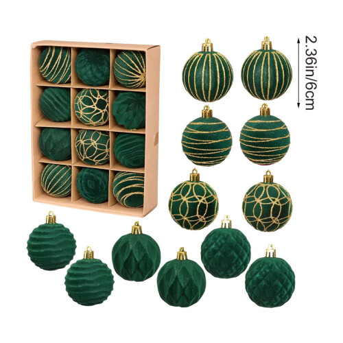 Décorations de Noël incassables floquées pour sapin (lot de 12) 1