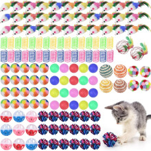 Cat Toy Set Rainbow Mice Spring Crinkle Balls 140PCS