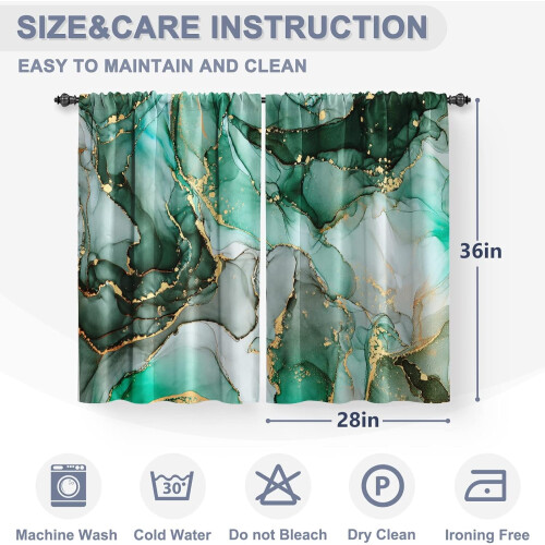 Marble Kitchen Curtains Emerald Green Jade Gold Abstract 2