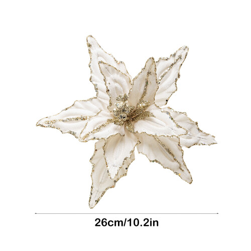 Glitter Poinsettia Christmas Tree Decorations with Clips 2