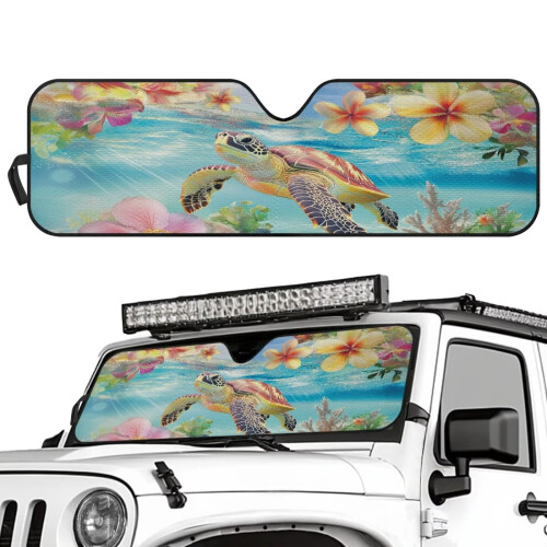 Tropical Turtle Windshield Sun Shade Foldable UV-Blocking 1