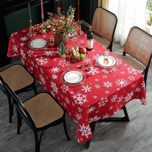 Christmas rectangle tablecloth snowflake design 60x120 1