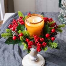 Christmas Candle Garland Red Berry 20cm