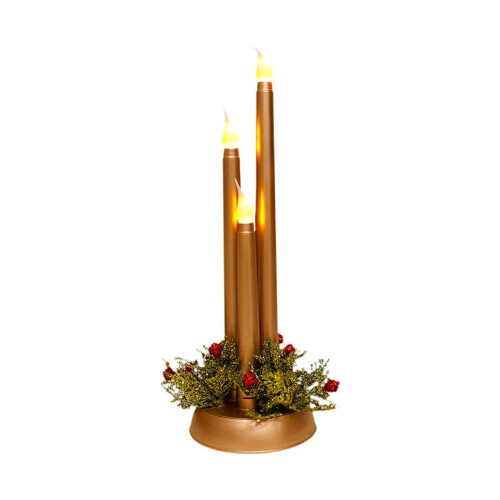 Flameless Christmas Candles Gold Pillar 12 inch 2