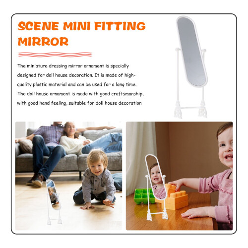 White Plastic Miniature Mirror for Bedroom Decor 2 Sets 2