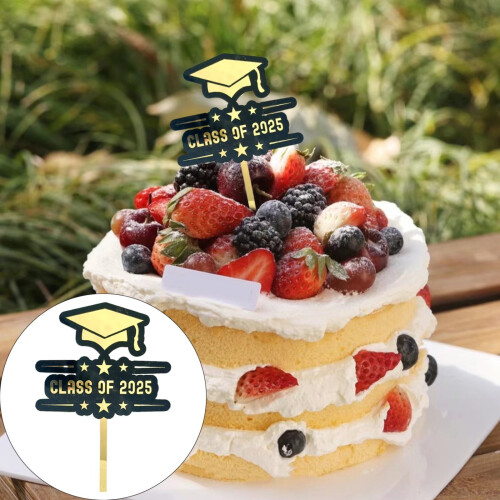 Cake Inserts Graduation Theme Glitter Diploma Cap 24 pcs 2