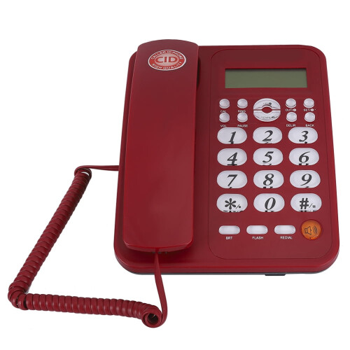 Red Wired Desk Phone with Caller ID for Home Office 1