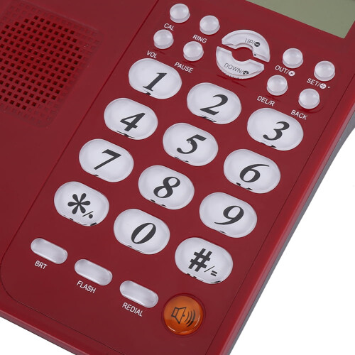 Red Wired Desk Phone with Caller ID for Home Office 2