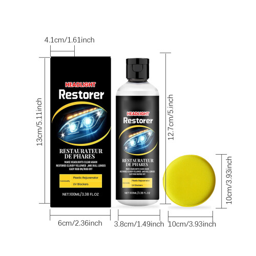 Headlight Restoration Kit with Cleaner Polish and UV 2