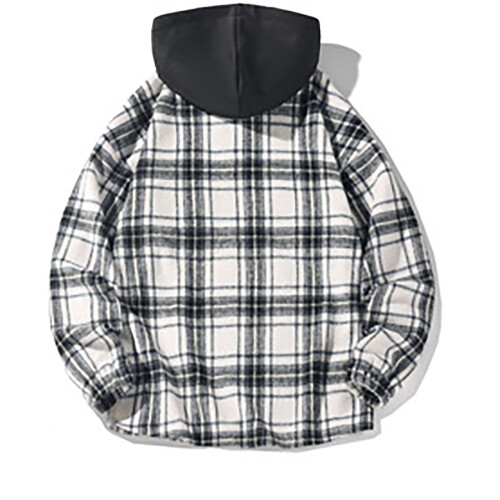 Men's Lightweight Puffer Jacket Solid Color Plaid Hooded UK 2