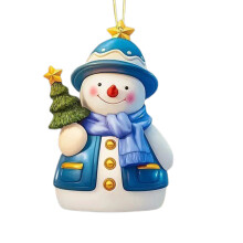 Christmas Snowman Ornament Acrylic Blue 3.14 Inch