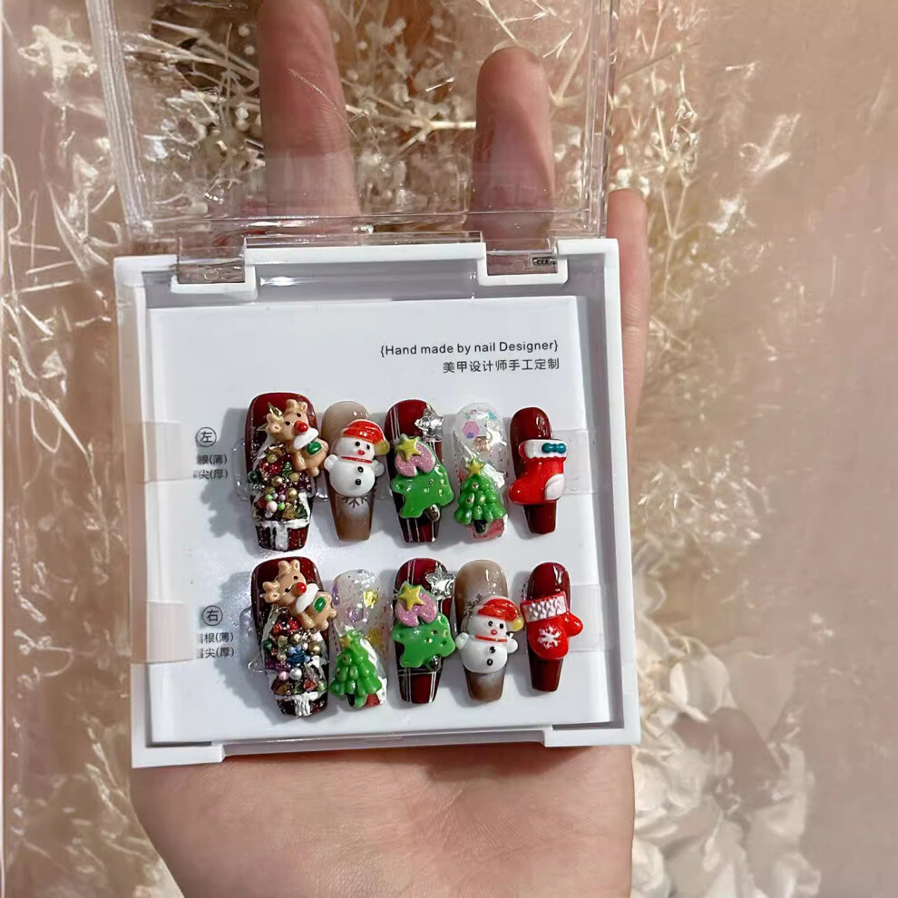 Bright-Home (Xs) Christmas Fake Nails With Flash Glitter Chip-Proof Smudge-Proof Fake Nails For Girlfriend Wife Women And Girl
