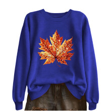 Women's Crewneck Sweatshirt Fall Leaf Graphic Long Sleeve