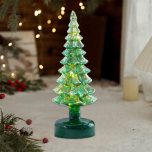 Sapin de Noël décoratif en verre pour table, 27 cm (10,63 pouces)