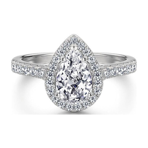 Pear Cut Moissanite Ring 925 Sterling Silver 2