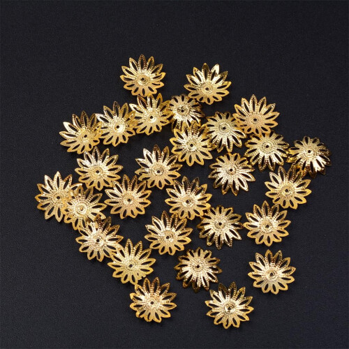 Hollow Flower End Bead Caps Gold 16mm 100 pcs 1