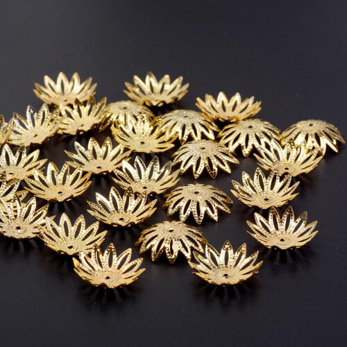 Hollow Flower End Bead Caps Gold 16mm 100 pcs 2