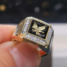 Flying Eagle Ring Yellow Gold Plated Men's Band with