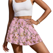 Pink Camo Women's Tennis Skirt L High-Waisted with Shorts