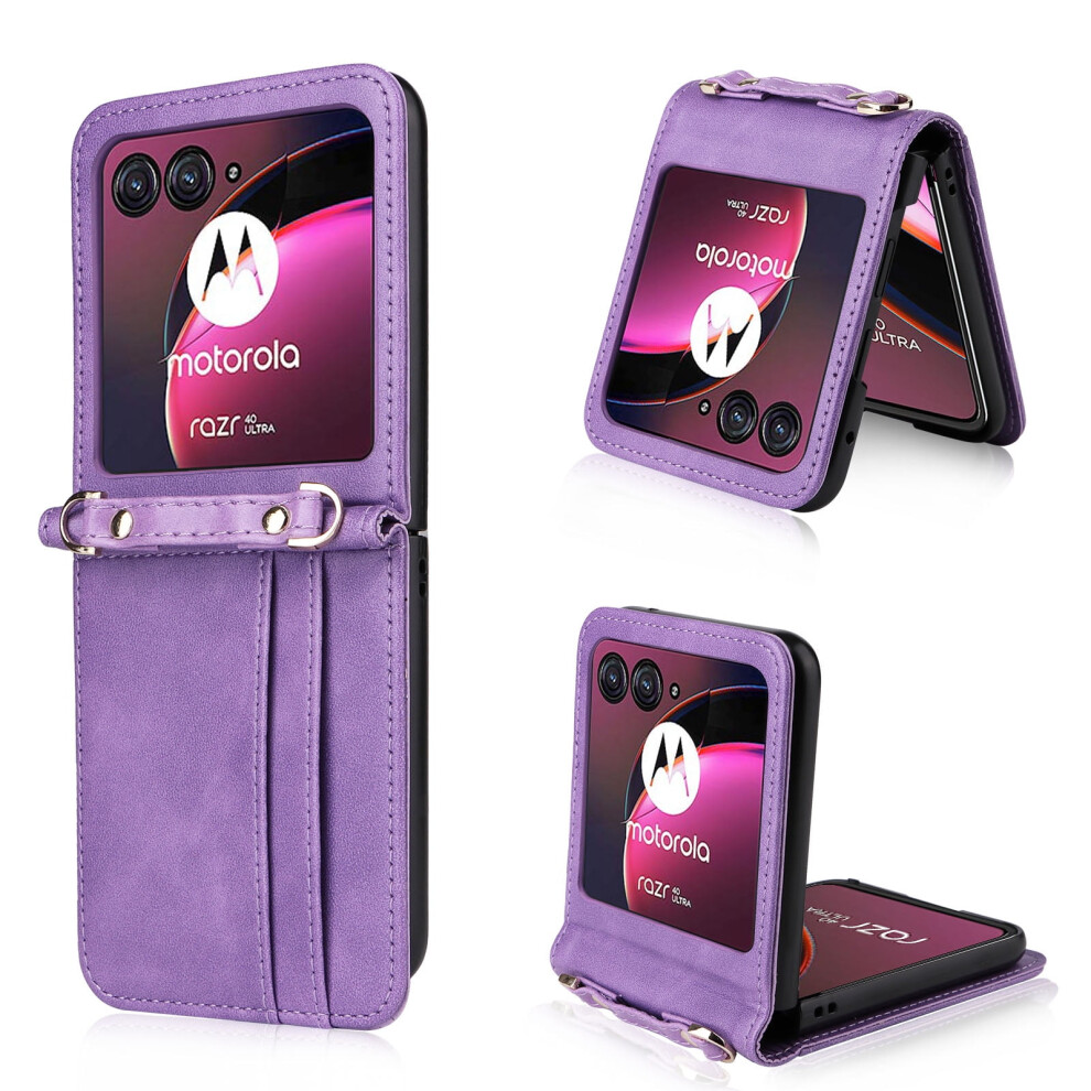 Slim Wallet Case For Motorola Razr 2024 Pu Leather Purple 9085618706422