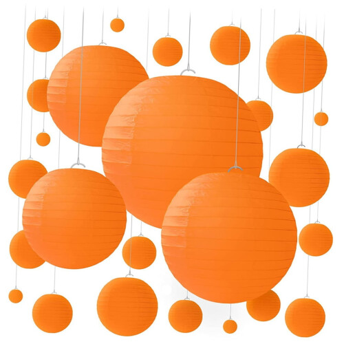 Lantern Pendant Light Fall Decorations Orange 25 Pcs 2