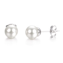 Pearl Stud Earrings White Gold Plated Pair