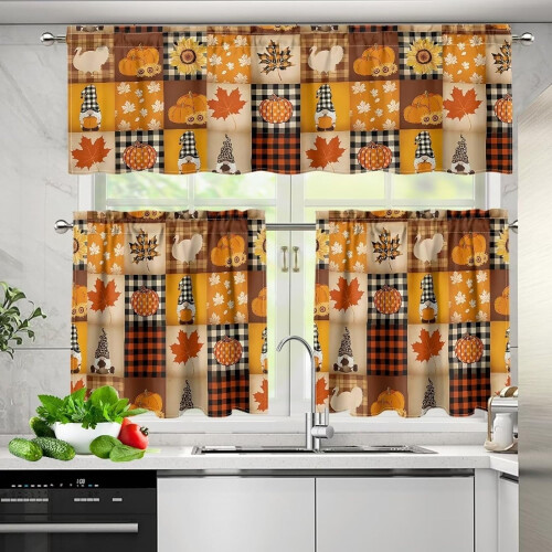 Maple Leaf Kitchen Valance Set 3 Pieces Farmhouse Vintage 2