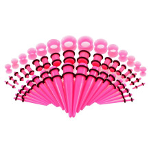 Rose Red Ear Stretching Kit Acrylic Tapers and Plugs 50