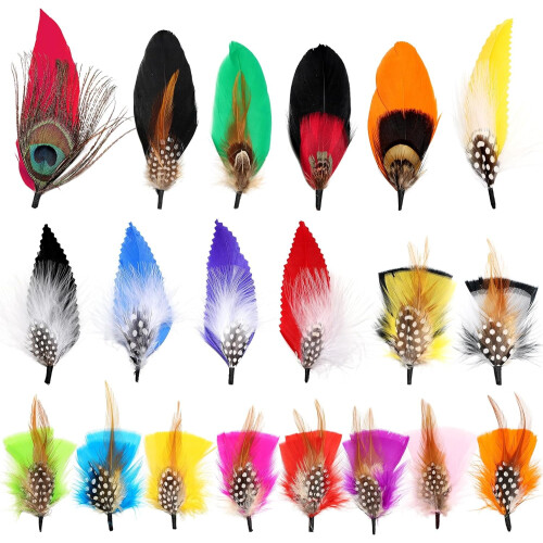 Hat Feathers 20 pcs 10 styles peacock natural