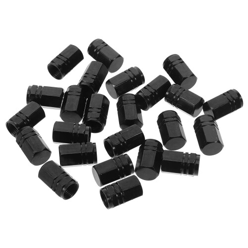 Valve Stem Caps Black Aluminum Alloy 24 Pcs