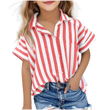 Children's Cotton-Linen Shirt with Vertical Stripes and