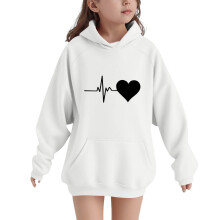 Boys and Girls Hooded Sweatshirt Loose Fit Heart Paw Print