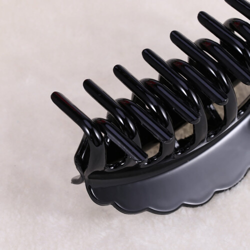 Hair Clips Black Plastic Claw Shape Non-Slip 2-Pack 2