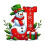 Red Initial Christmas Ornament Acrylic Snowman with Green 1
